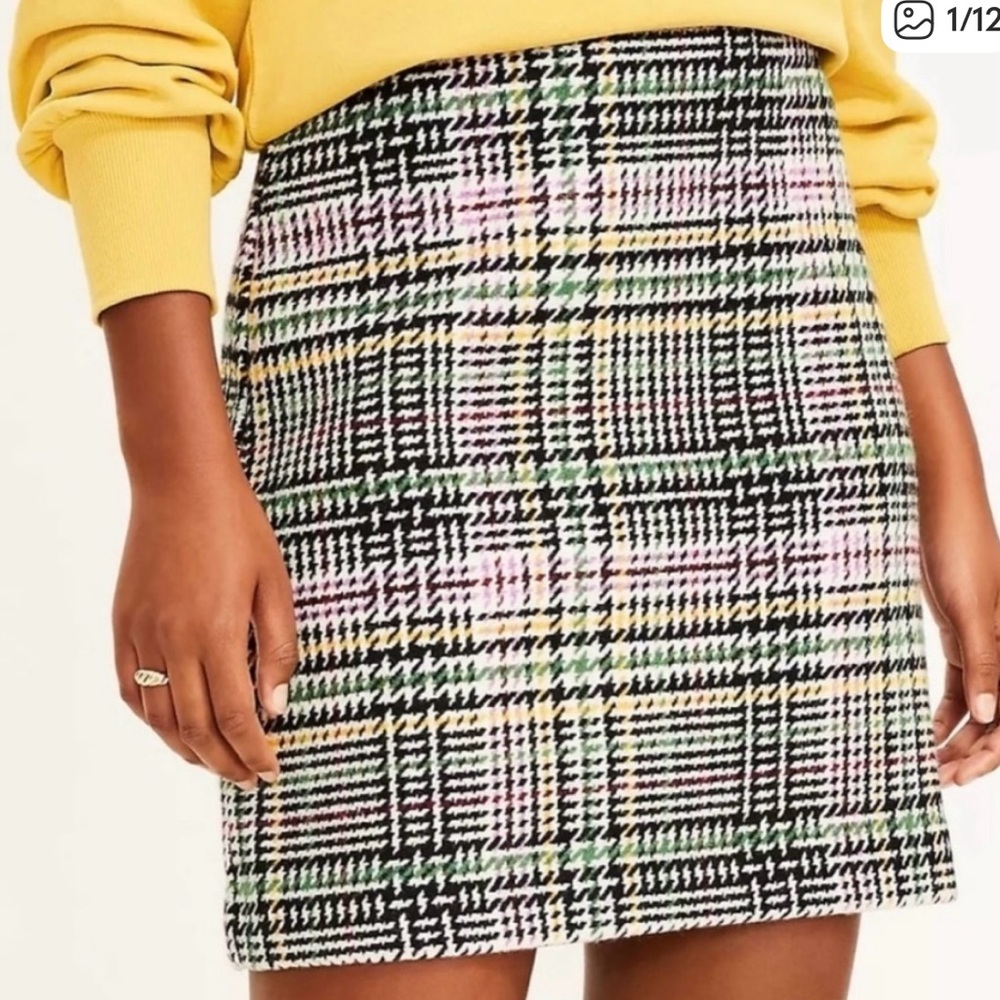 Lost Wool Multi Colored Plaid Houndstooth Skirt 2 - image 2